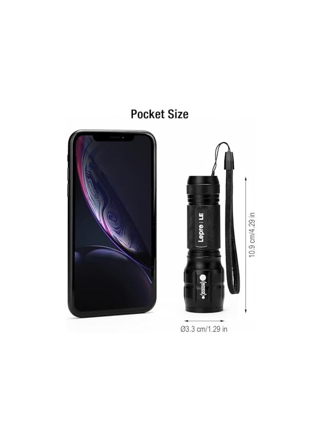 Lighting EVER Lepro LED Torch Battery Powered, Small Hand Flashlight, Adjustable Focus, Water Resistant Pocket Torch, Lightweight Bright Torch for Power Cut, Camping, Dog Walking, Gifts for Kid Dad Men  - Image 5