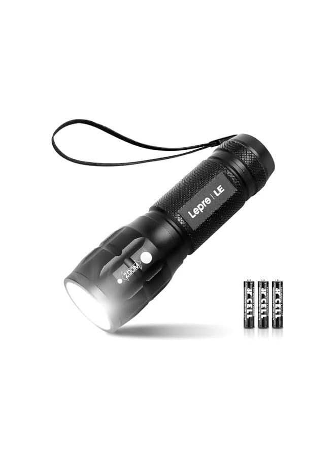 Lighting EVER Lepro LED Torch Battery Powered, Small Hand Flashlight, Adjustable Focus, Water Resistant Pocket Torch, Lightweight Bright Torch for Power Cut, Camping, Dog Walking, Gifts for Kid Dad Men  - Image 2