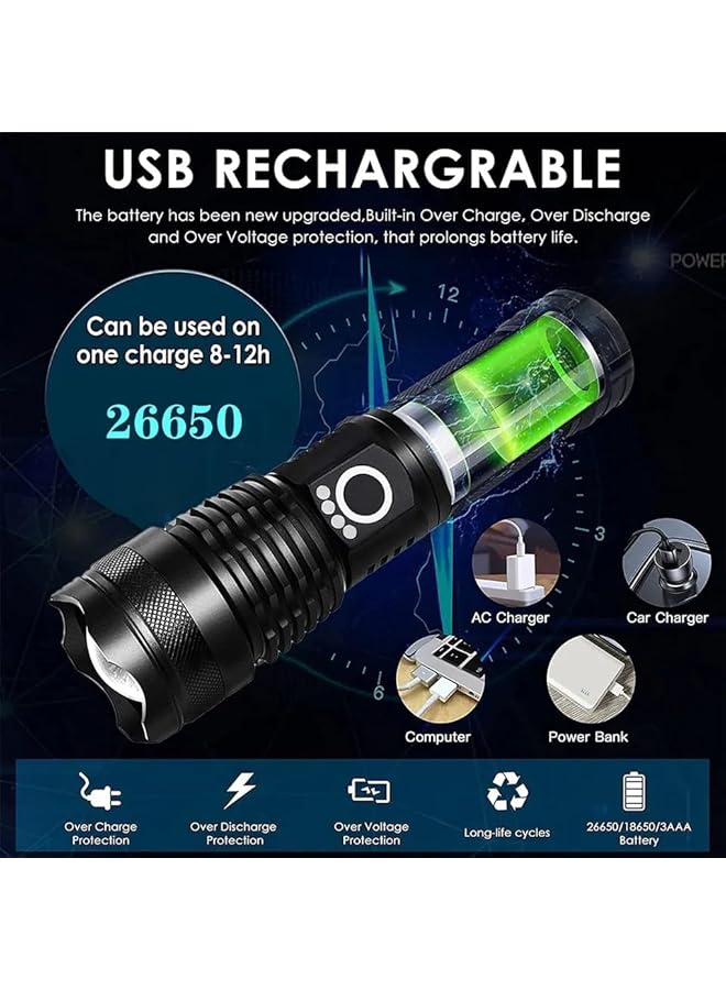 PROMASS promass Rechargeable LED Flashlights High Lumens, 150000 Lumens Super Bright Tactical Handheld Flash Light, Powerful Emergency Linternas, Zoomable, Waterproof, Long Lasting, for Hiking Camping Gift  - Image 5