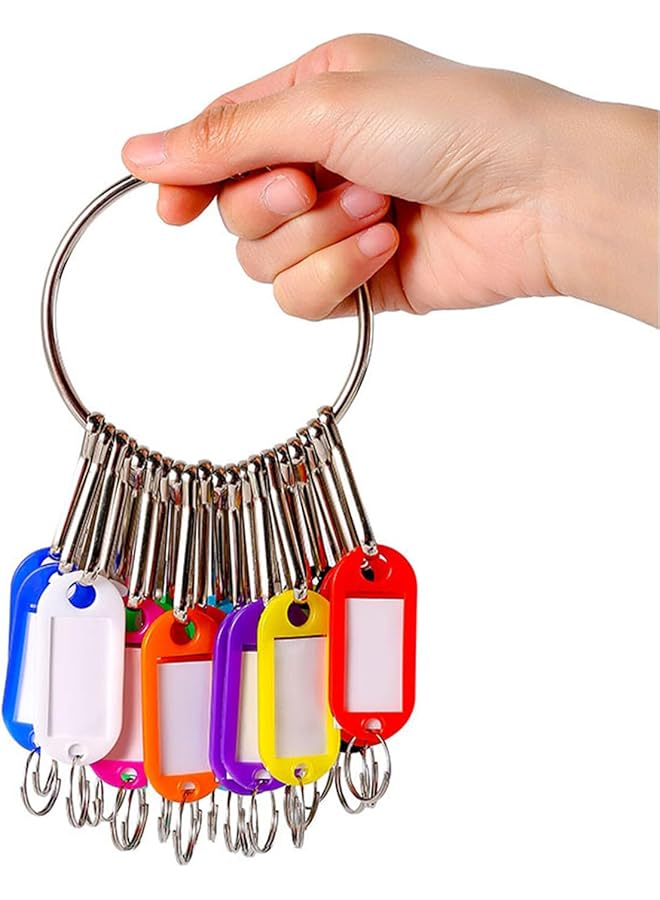 erorex Colorful Key Identifier Cover Set With 30 Plastic Key Caps 30 Labels And Wire Keychain Assorted Colors - Image 2