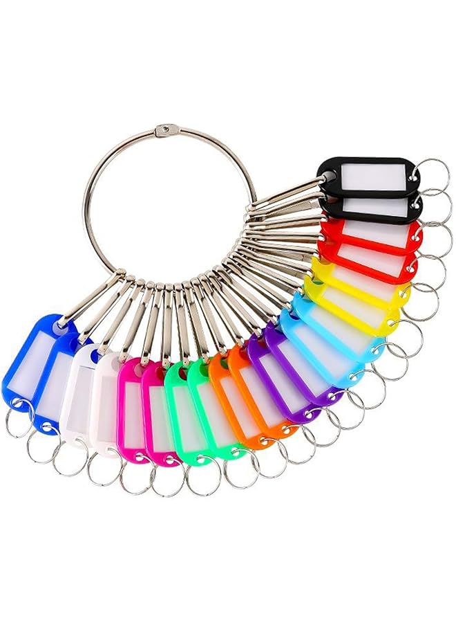 erorex Colorful Key Identifier Cover Set With 30 Plastic Key Caps 30 Labels And Wire Keychain Assorted Colors - Image 1