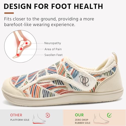 CJROSM Comfortable Wide Diabetic Shoes for Women Mes,Barefoot House Shoes Slippers for Women Indoor Outdoor,Adjustable Zero Drop Edema Shoe for Neuropathy, Breathable Nursing Shoe Wide Width Casual Sneakers - Image 5