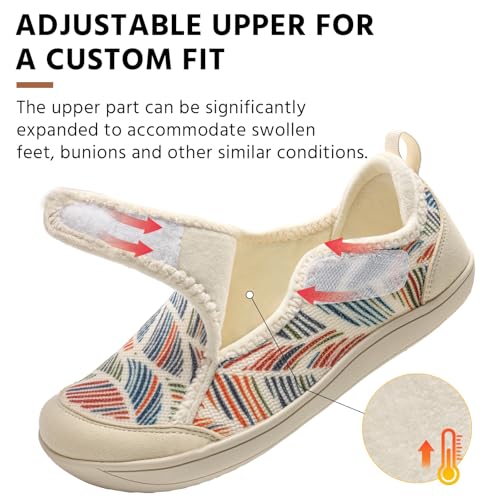 CJROSM Comfortable Wide Diabetic Shoes for Women Mes,Barefoot House Shoes Slippers for Women Indoor Outdoor,Adjustable Zero Drop Edema Shoe for Neuropathy, Breathable Nursing Shoe Wide Width Casual Sneakers - Image 4