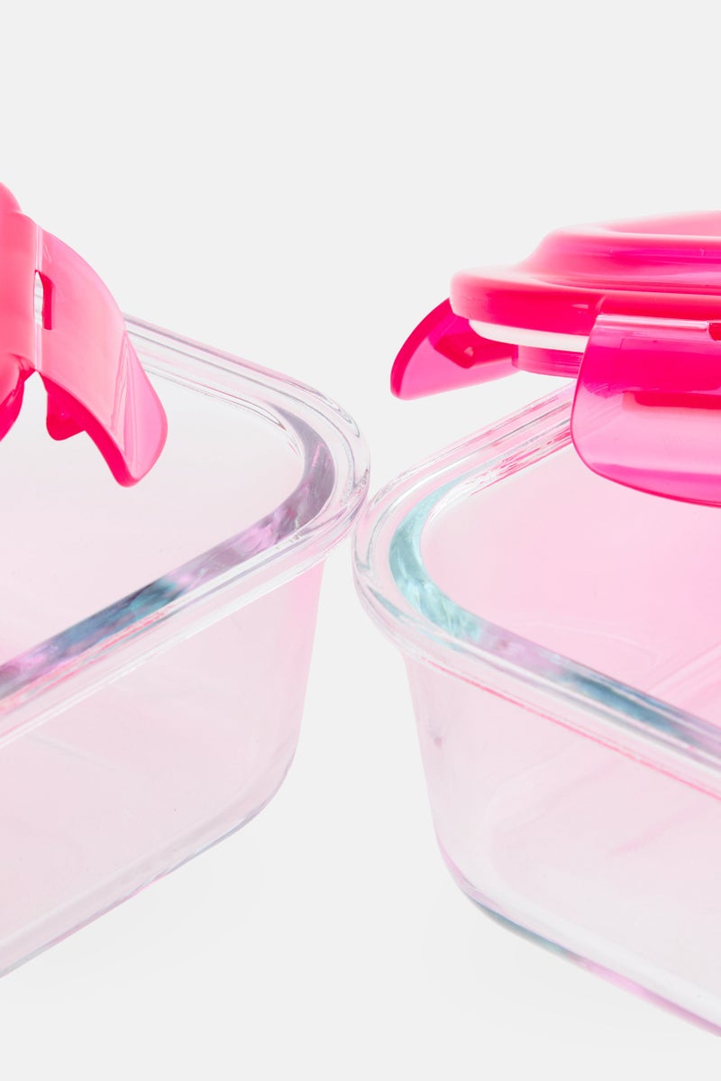Farberware 2 Piece Glass Storage Container With Silicone Seal Lid, Pink - Image 3