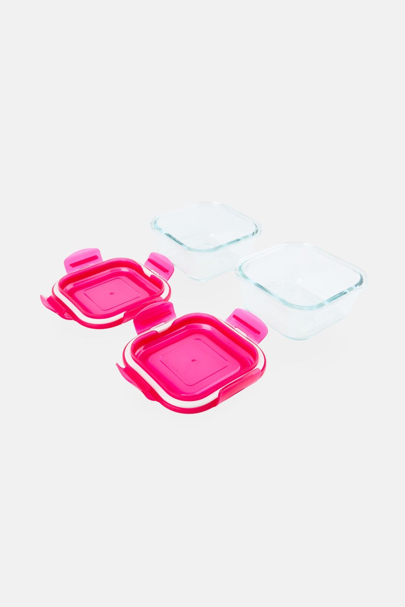 Farberware 2 Piece Glass Storage Container With Silicone Seal Lid, Pink - Image 2