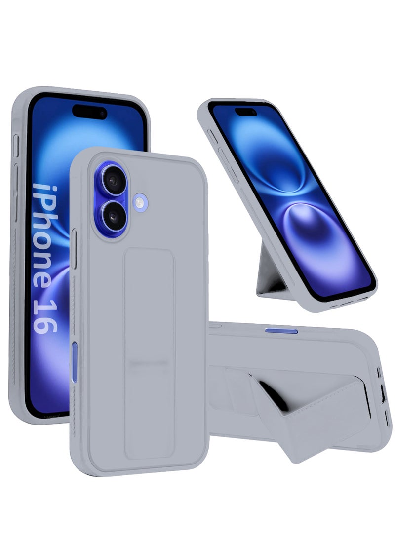 CATANES - (for Apple iPhone 16) 3Packs (1Case, 2Screen Protectors), Case Premium PU Leather Back Cover with Stand Function Shockproof and Anti Scratch Finger Grip Case Cover / Grey - Image 1