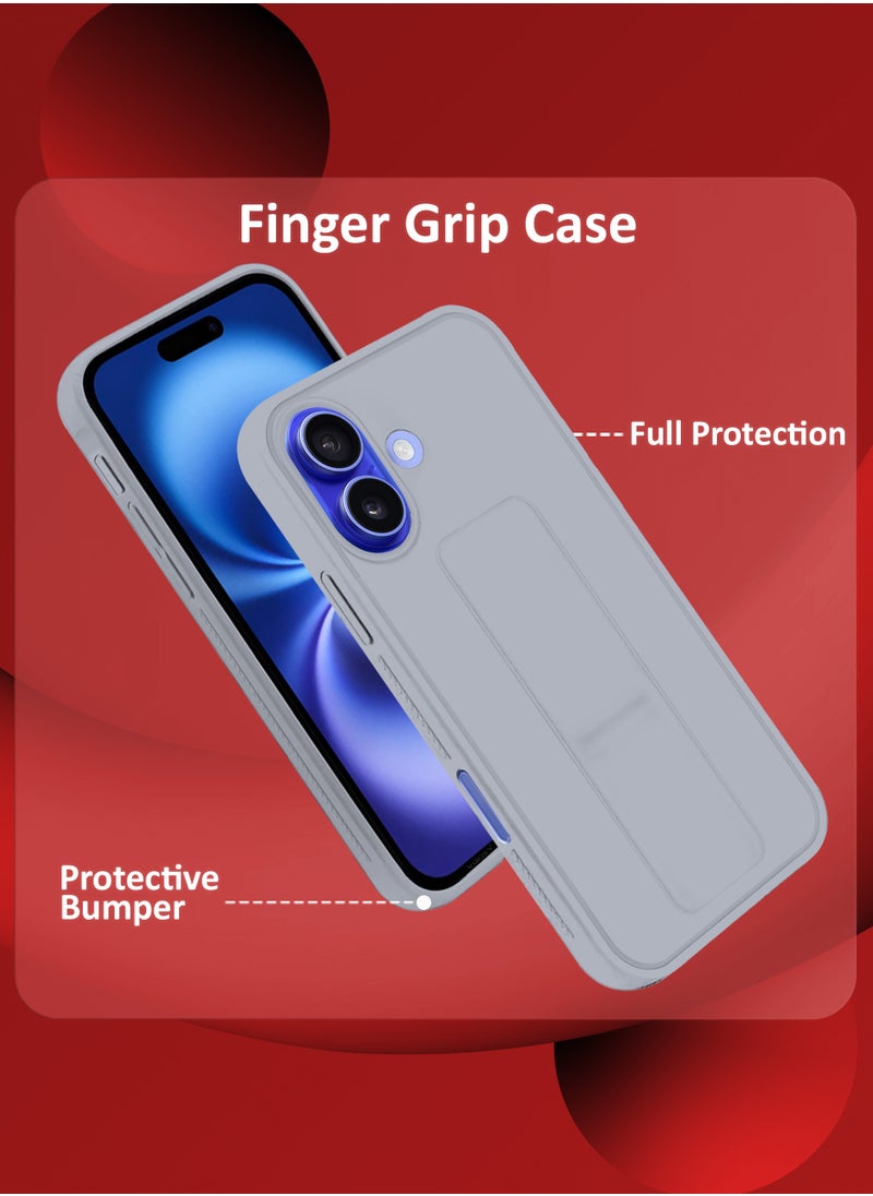 CATANES - (for Apple iPhone 16) 3Packs (1Case, 2Screen Protectors), Case Premium PU Leather Back Cover with Stand Function Shockproof and Anti Scratch Finger Grip Case Cover / Grey - Image 1