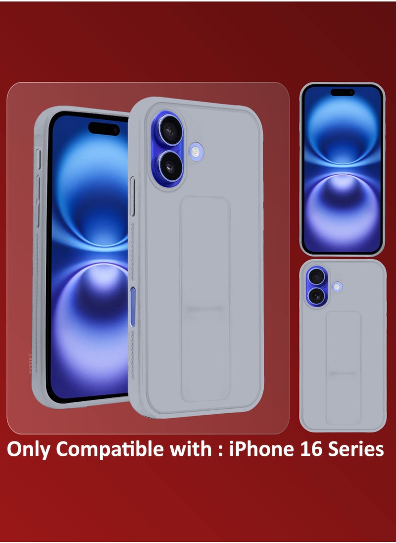 CATANES - (for Apple iPhone 16) 3Packs (1Case, 2Screen Protectors), Case Premium PU Leather Back Cover with Stand Function Shockproof and Anti Scratch Finger Grip Case Cover / Grey - Image 1