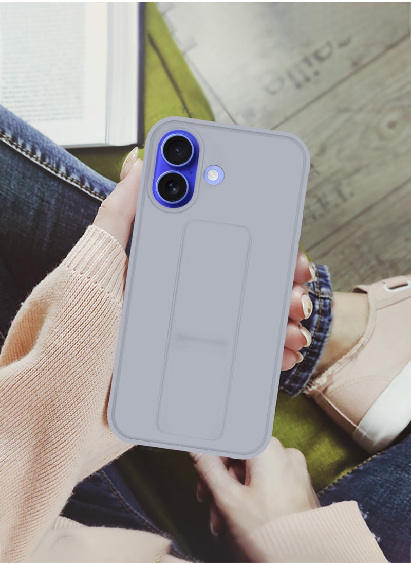 CATANES - (for Apple iPhone 16) 3Packs (1Case, 2Screen Protectors), Case Premium PU Leather Back Cover with Stand Function Shockproof and Anti Scratch Finger Grip Case Cover / Grey - Image 1