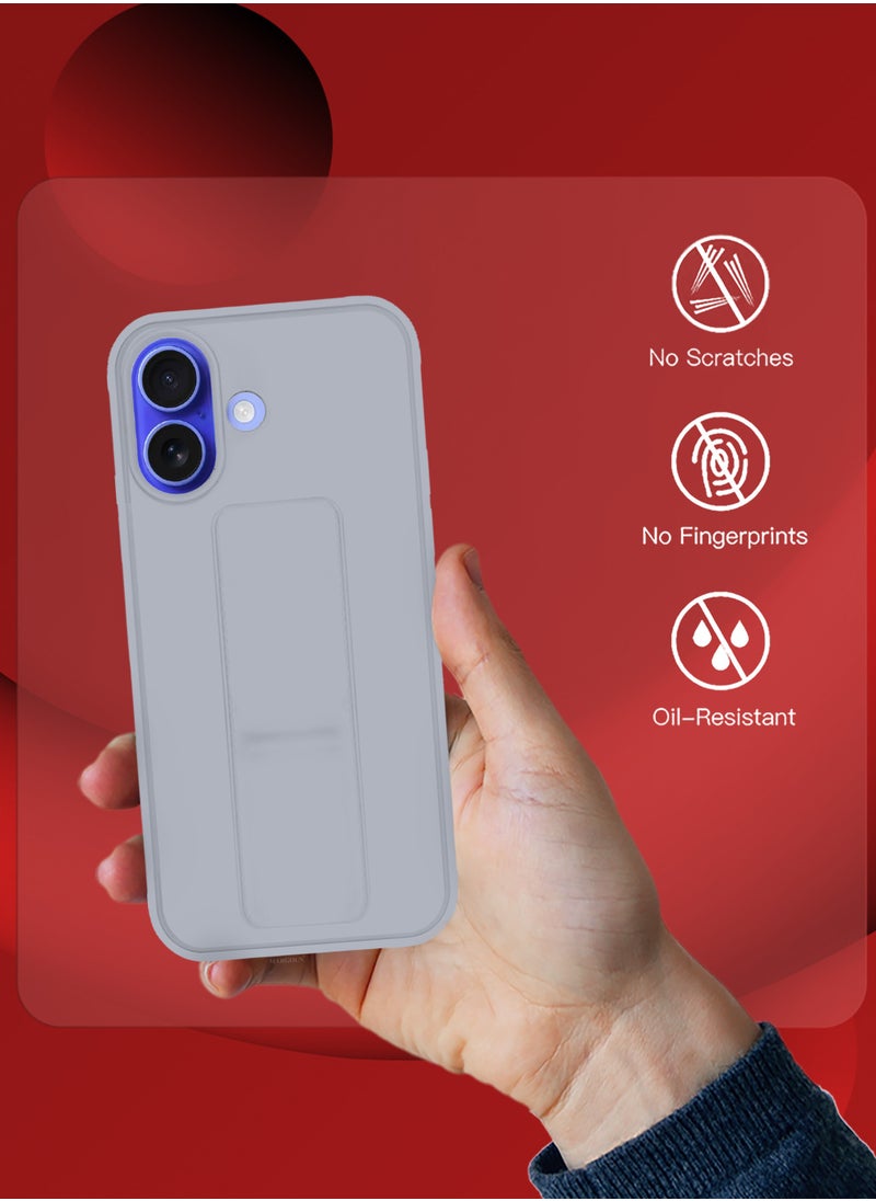 CATANES - (for Apple iPhone 16) 3Packs (1Case, 2Screen Protectors), Case Premium PU Leather Back Cover with Stand Function Shockproof and Anti Scratch Finger Grip Case Cover / Grey - Image 1