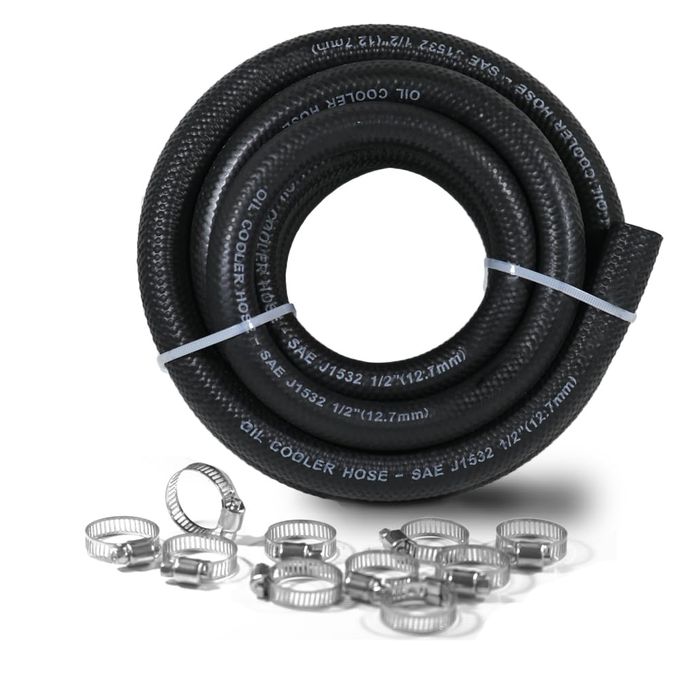 Byredio 1/2 Transmission Oil Cooler Hose 10FT J1532 Certified, 300PSI High Pressure, Includes 10 Clamps for Leak-Free Fit (-40F to 302F) Perfect for Power Steering & Hydraulic Systems - Image 2