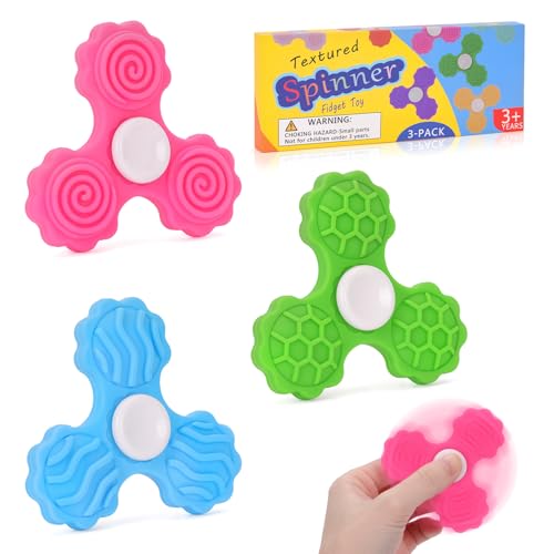 Dalycro 3 PCS Silicone Fidget Spinners Sensory Toys for Adults and Kids Textured Spinners for Fun Autism Anxiety Stress Relief Classroom Office and Travel Multicolor2 - Image 1