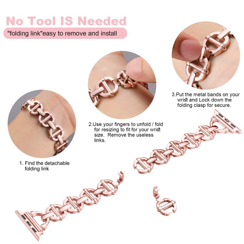 erorex Ladder Buckle Metal Watch Band For Apple Watch Series 10 46Mm(Pink) - Image 2