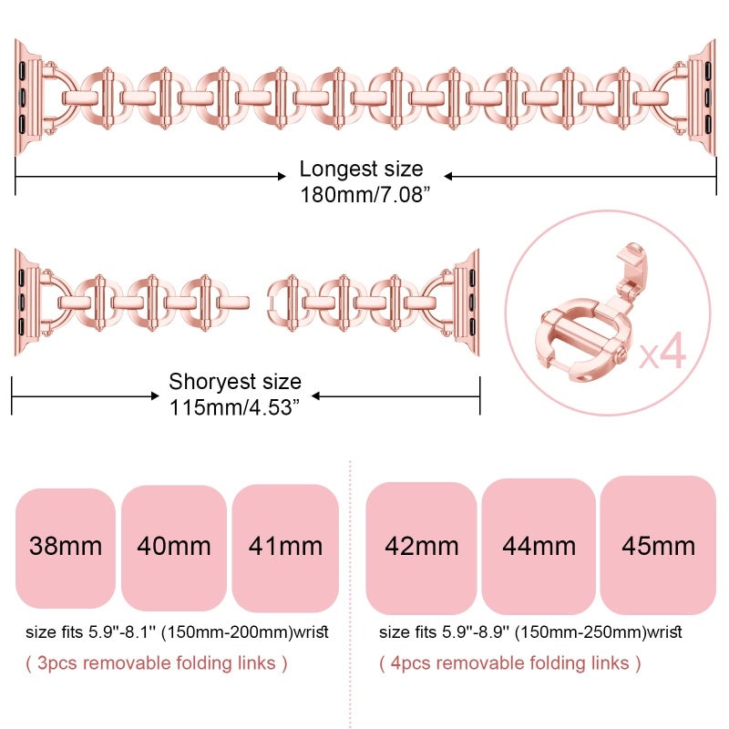 erorex Ladder Buckle Metal Watch Band For Apple Watch Series 10 46Mm(Pink) - Image 3