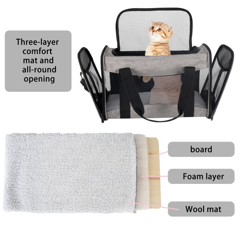 Top tasta Cat Carrying Case - Pet Carrier Airline Approved, Protable and Breathable Pet Travel Carrier Removable Fleece Pad, Collapsible Cat Carrier Dog Carrier for Medium Cats Small Cats Dogs(15 * 10 * 10) - Image 3