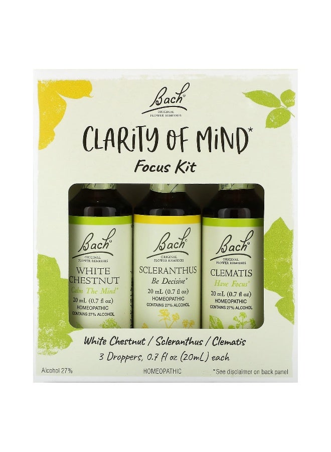 Bach باخ، مجموعة تركيز صفاء الذهن، 3 قطارات، 0.7 أونصة سائلة (20 مل) لكل منها - Image 1