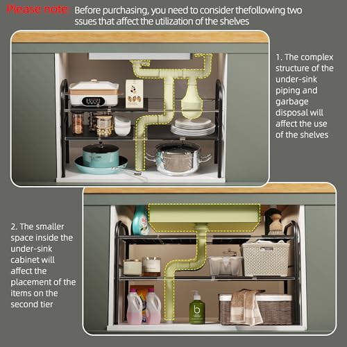 NETEL Under Sink Organizers and Storage 2 Tier Expandable Under Cabinet Organizer Shelf with 8 Removable PanelsExpandable Shelf for CupboardKitchenBathroomShoe Storage Rack - Image 3