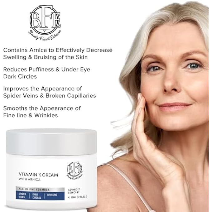 Beauty Facial Extreme Vitamin K Cream- Moisturising Bruise Healing Formula. Dark Spot Corrector for Bruising, Spider Veins & Broken Capillaries. Reduces Under Eye Dark Circles, Fine Lines, Puffiness, & Wrinkles. - Image 3