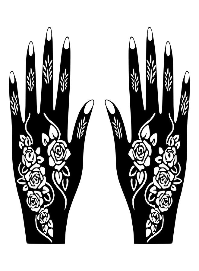 Komstec Soft Petal Mehndi Stencil Design for Palm and Finger One Set for Both Hand - Image 1