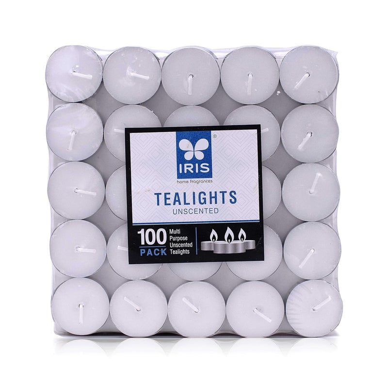 IRIS Paraffin Wax Unscented Smokeless Tea Light Candles - Burning time 2.30 Hr/Pc,net Weight 9 g/Pc - (White) - 100's Pack - Image 3
