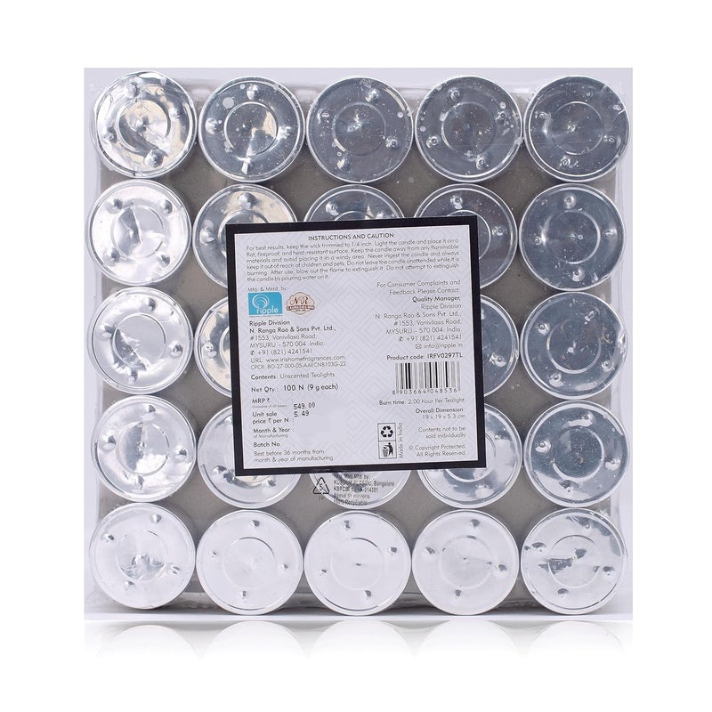 IRIS Paraffin Wax Unscented Smokeless Tea Light Candles - Burning time 2.30 Hr/Pc,net Weight 9 g/Pc - (White) - 100's Pack - Image 4