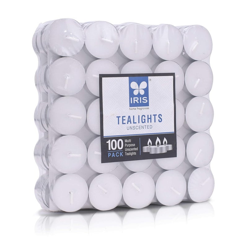 IRIS Paraffin Wax Unscented Smokeless Tea Light Candles - Burning time 2.30 Hr/Pc,net Weight 9 g/Pc - (White) - 100's Pack - Image 2