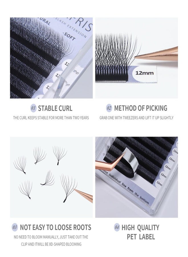ANNAFRIS 8D Premade Fan W Shape Eyelash Extensions 0.07 C Curl 9-13mm Mix Volume Self Fanning False Lashes Makeup Supplies Professional Use Lash Extension(0.07 C, 9-13mm Mix) - Image 2
