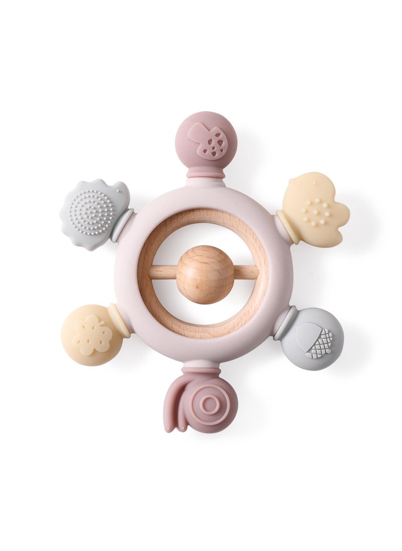 Silicone Teether Rattle for Babies Forest tooth tape beads