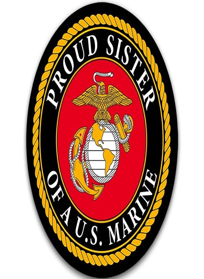 AV Round Proud Sister of a US Marine Sticker (Vinyl Decal United States Corps Logo Laptop u.s. Cell or Laptop (3 inch) USMC Licensed - Image 1
