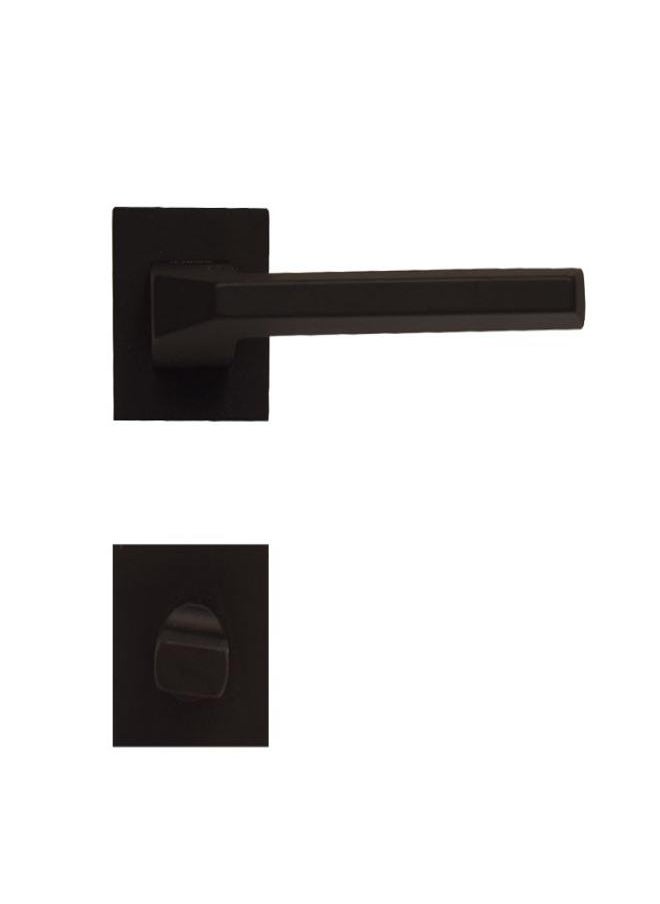 AHRAM Al-Ahram Rosette Bathroom Door Handle Set Sicuro Flusso Square – Black  - Image 1
