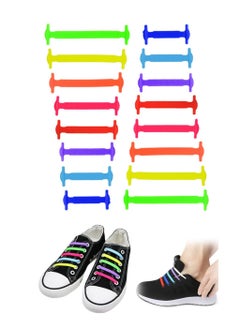 16 Pcs Lazy Tying-Free Elastic Shoelaces ElasticWaterproof No Tie Shoe Laces for Sneakers Laces Special No Tie Rubber for Kids and Adults Sneakers Running Shoes Boots Board Shoes and Casual Shoes