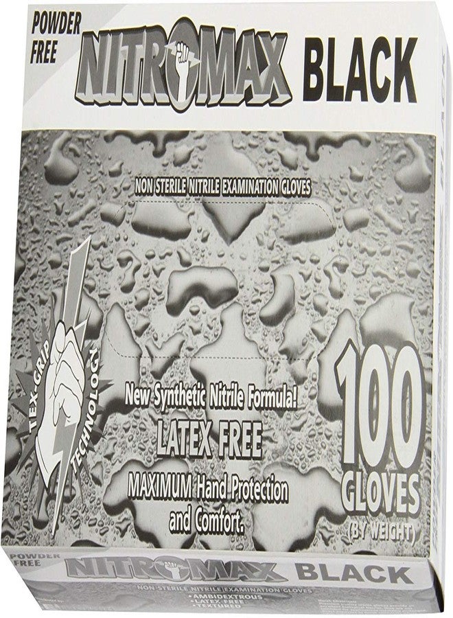 Nitromax Powder Free Black Nitrile Examination Gloves Latex Free 100 Gloves (Small #1082)