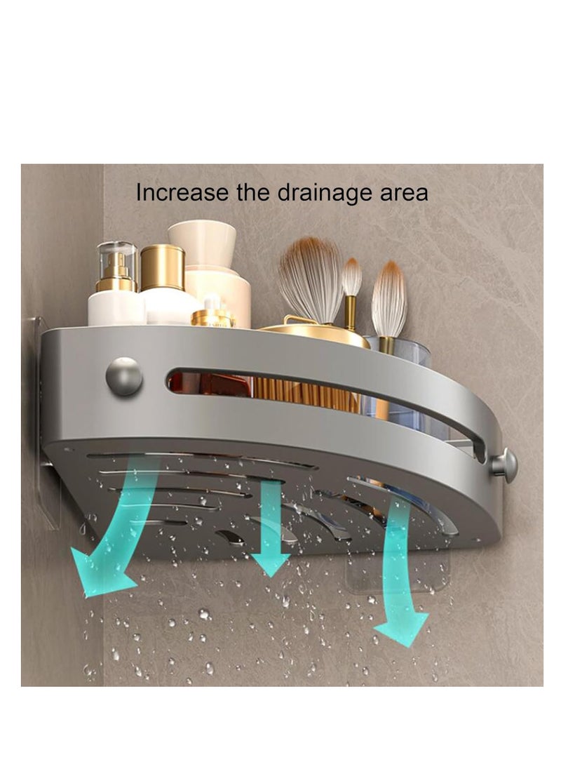 ARCOON Shower Caddy Corner,Removable Shower Storage Rack Shelf Organizer No Drilling,Self Adhesive Bathroom Shelves with Hooks,Bathroom Caddy (Grey/3pcs)