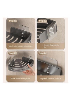 ARCOON ARCOON Shower Caddy Corner,Removable Shower Storage Rack Shelf Organizer No Drilling,Self Adhesive Bathroom Shelves with Hooks,Bathroom Caddy (Grey/3pcs)  - Image 4