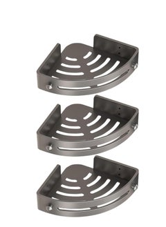 ARCOON ARCOON Shower Caddy Corner,Removable Shower Storage Rack Shelf Organizer No Drilling,Self Adhesive Bathroom Shelves with Hooks,Bathroom Caddy (Grey/3pcs)  - Image 1