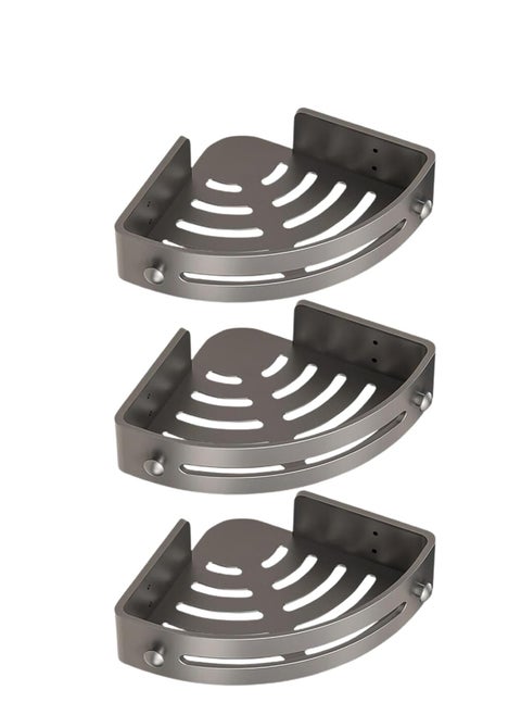 ARCOON Shower Caddy Corner,Removable Shower Storage Rack Shelf Organizer No Drilling,Self Adhesive Bathroom Shelves with Hooks,Bathroom Caddy (Grey/3pcs)