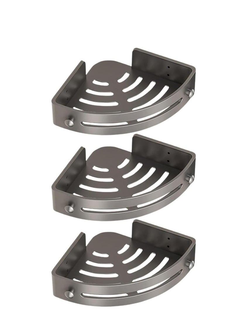 ARCOON Shower Caddy Corner,Removable Shower Storage Rack Shelf Organizer No Drilling,Self Adhesive Bathroom Shelves with Hooks,Bathroom Caddy (Grey/3pcs)