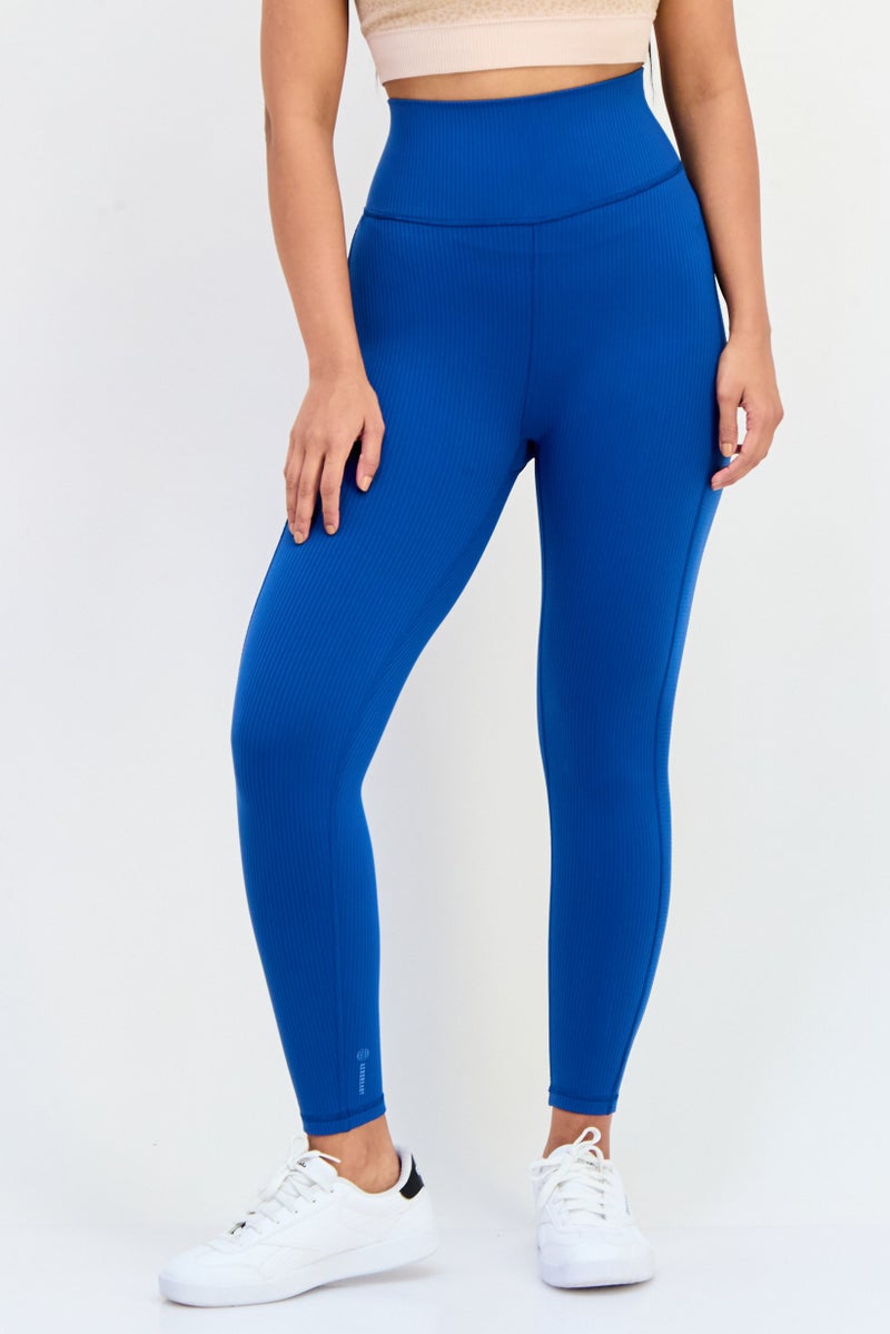 Adidas Women Tight Fit Pull On Yoga Leggings, Blue  - Image 1