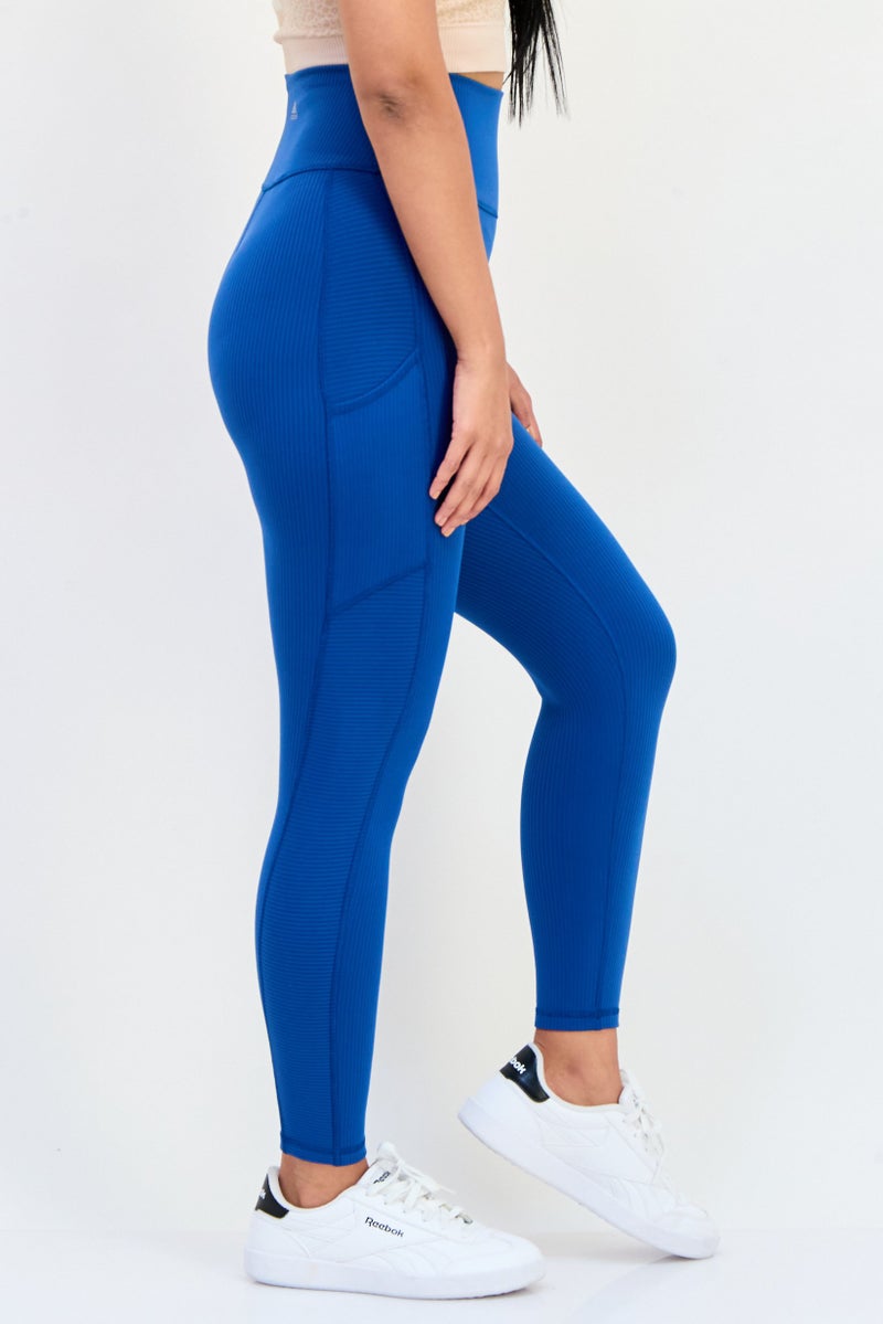 Adidas Women Tight Fit Pull On Yoga Leggings, Blue  - Image 2