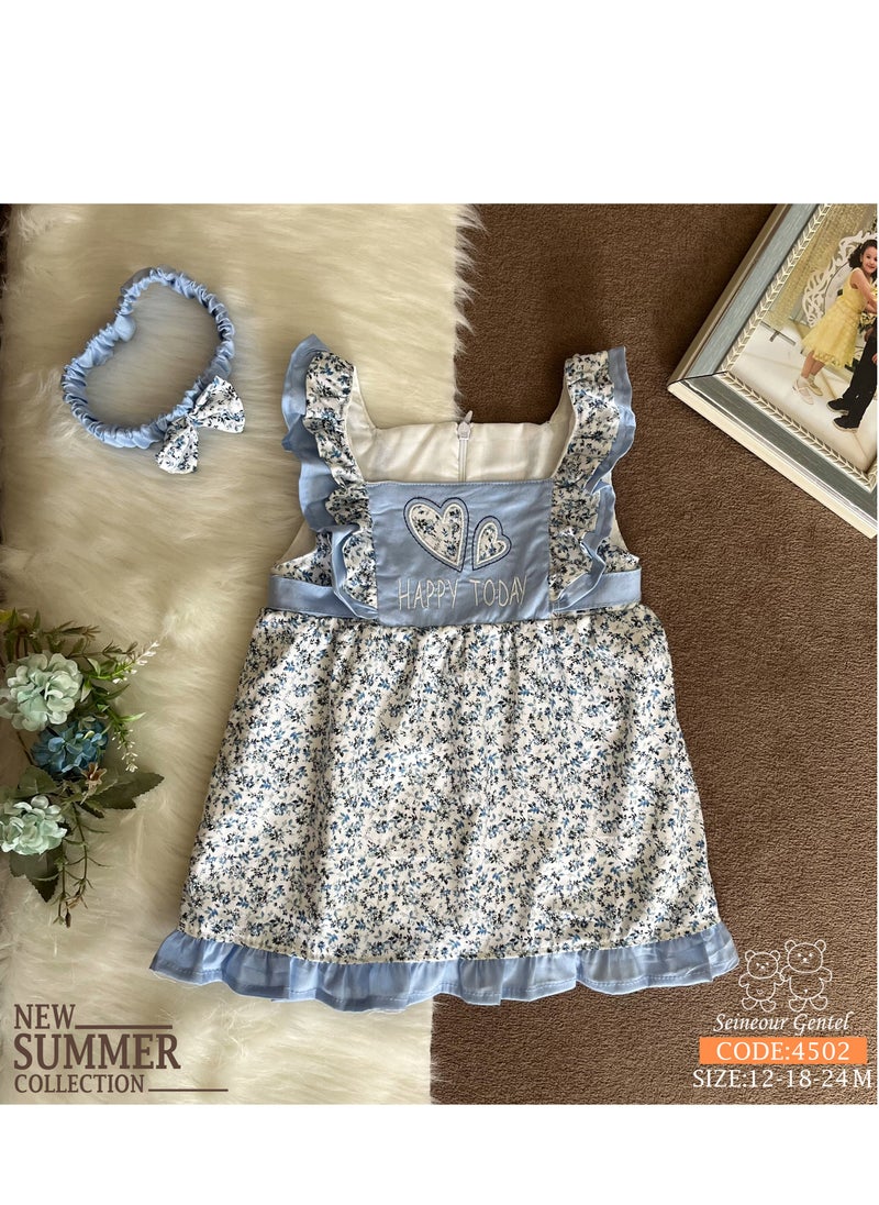 seineour gentel - Girls' dress with headband from Senior Gentle, Cyan color - Image 1