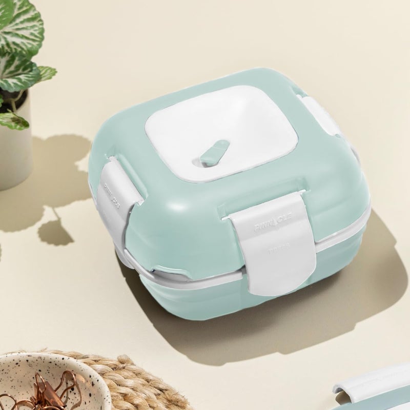 PINNACLE Pinnacle Paloma Lunch Box with 4-Clip Lock lid for Hot & Cold Food | Vaccum Release Knob | Leakproof Tiffin | Ideal for Office, School, Picnic, Travelling (500 ML, Mist Green)  - Image 1