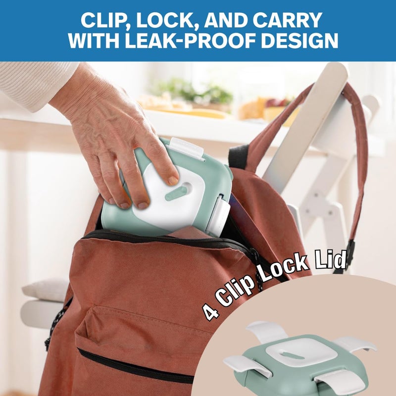 PINNACLE Pinnacle Paloma Lunch Box with 4-Clip Lock lid for Hot & Cold Food | Vaccum Release Knob | Leakproof Tiffin | Ideal for Office, School, Picnic, Travelling (500 ML, Mist Green)  - Image 4