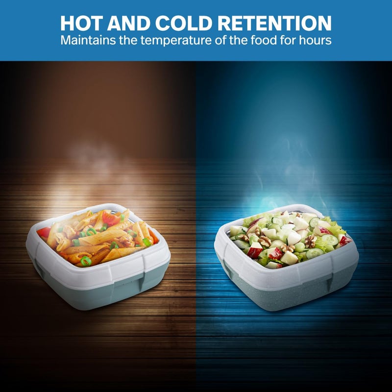 PINNACLE Pinnacle Paloma Lunch Box with 4-Clip Lock lid for Hot & Cold Food | Vaccum Release Knob | Leakproof Tiffin | Ideal for Office, School, Picnic, Travelling (500 ML, Mist Green)  - Image 3