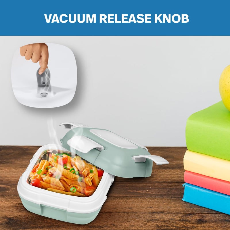 PINNACLE Pinnacle Paloma Lunch Box with 4-Clip Lock lid for Hot & Cold Food | Vaccum Release Knob | Leakproof Tiffin | Ideal for Office, School, Picnic, Travelling (500 ML, Mist Green)  - Image 5