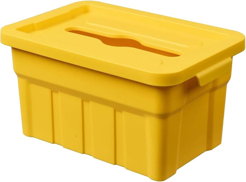 حامل علبة المناديل المكتبي الصناعي بأسلوب رجعي أصفر قاعدة محملة بنابض سعة كبيرة - Image 2