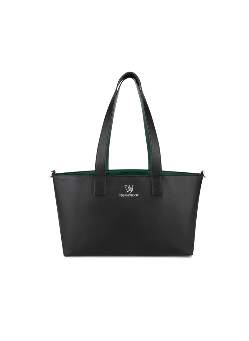 Veganologie Palindrome Reversible Tote Bag Made From 15 Recycled Plastic Bottles (Black-Green)