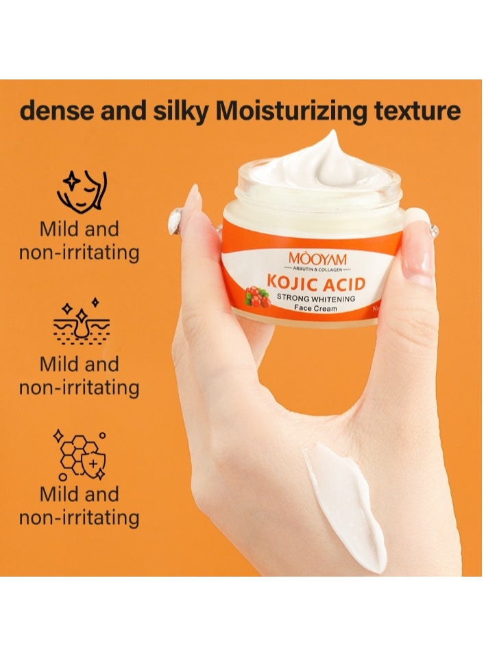 MOOYAM - Kojic Acid Face cream Anti Aging Wrinkle Acne Dark Spot Removing Whitening Face Cream 50g - Image 1