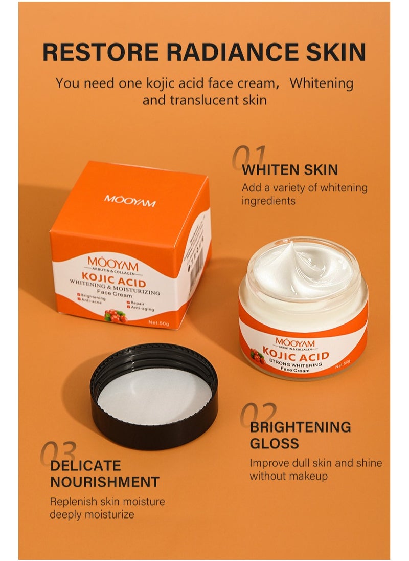 MOOYAM - Kojic Acid Face cream Anti Aging Wrinkle Acne Dark Spot Removing Whitening Face Cream 50g - Image 1
