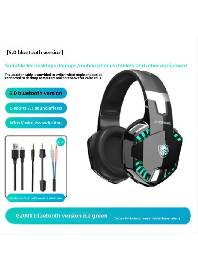 Inzhuo Headset Computer Headset Desktop Notebook E-Sports Microphone Microphone Wired 7.1 Channel-Color:Official Standard Configuration-ice Cyan Bluetooth Version  - Image 1