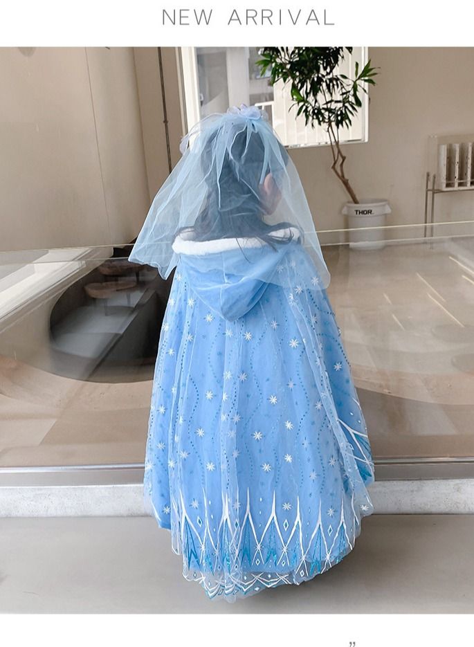 Loquat زي الأميرة المجمدة إلسا للأطفال باللون الأزرق - Image 2